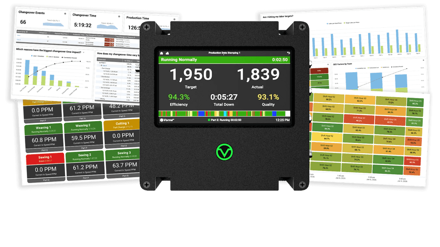 Image of XL Touch device and built-in production reports.